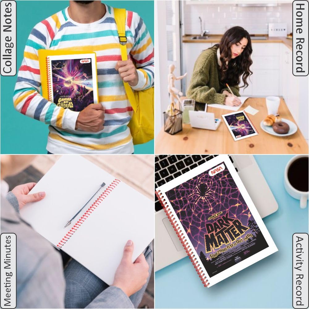 Anupam NASA 1 Subject Notebook A4, 70 GSM, 70 Sheets (140 Pages) College Ruled/Plain Spiral Subject Notebook for Work, School Supplies, Home & Office, Writing Journal